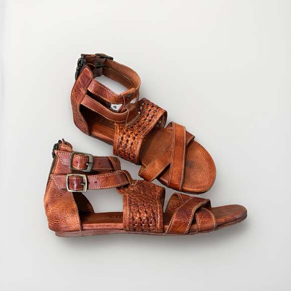 Bed|Stü Shoes - Bed Stu Capriana Dip Dye Brown Leather Strap Gladiator Sandals Boho Size 8 EUC